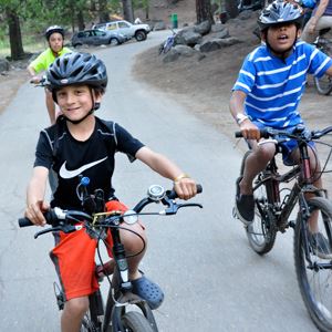 Kids riding bikes
