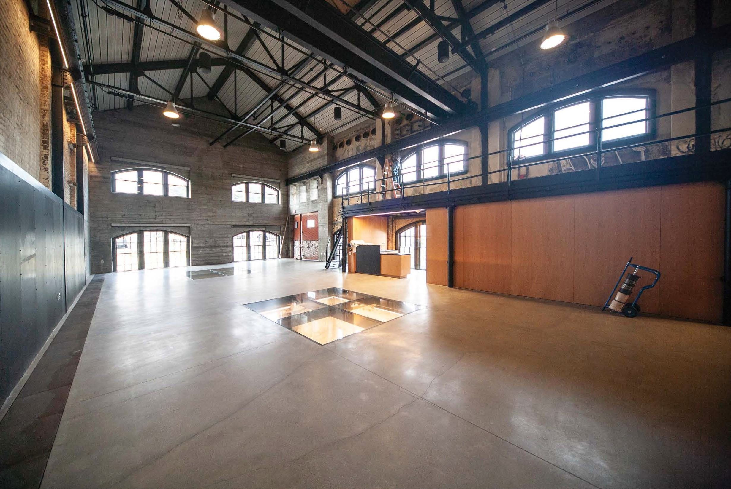 Image shows Geneva Car Barn Interior Looking South West from South East office corner