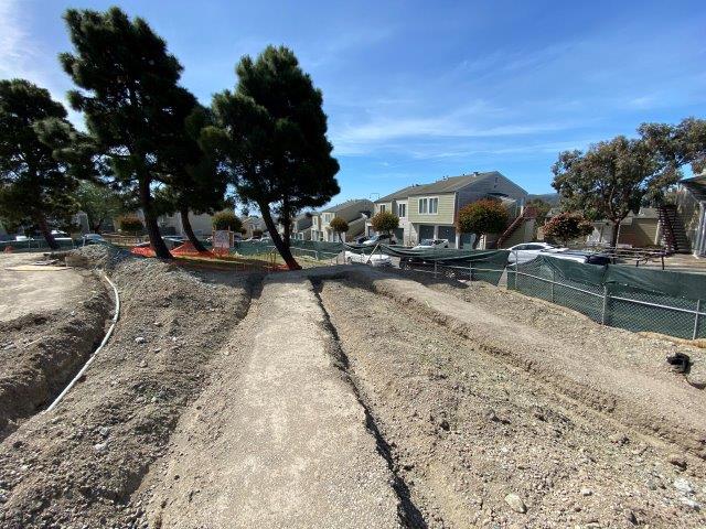 Shoreview Park future ADA Ramp at the west entrance. Ramp is currently graded out with a soil substr