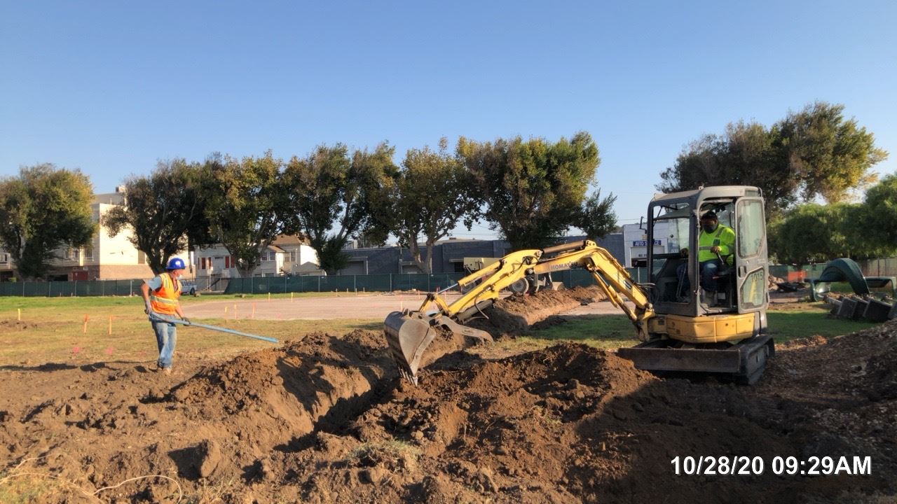 Irrigation being removed from the park.