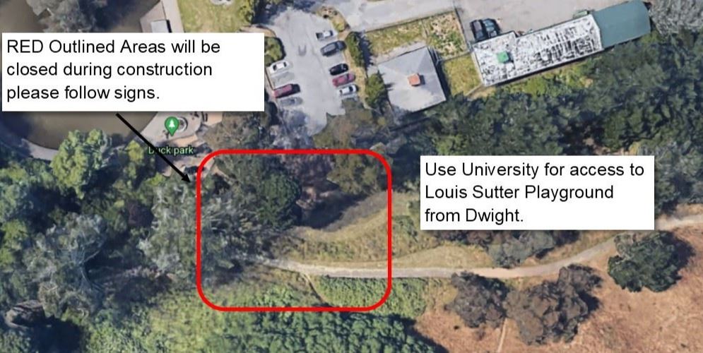 Louis Sutter Construction Area Image showing red box below the children's play area