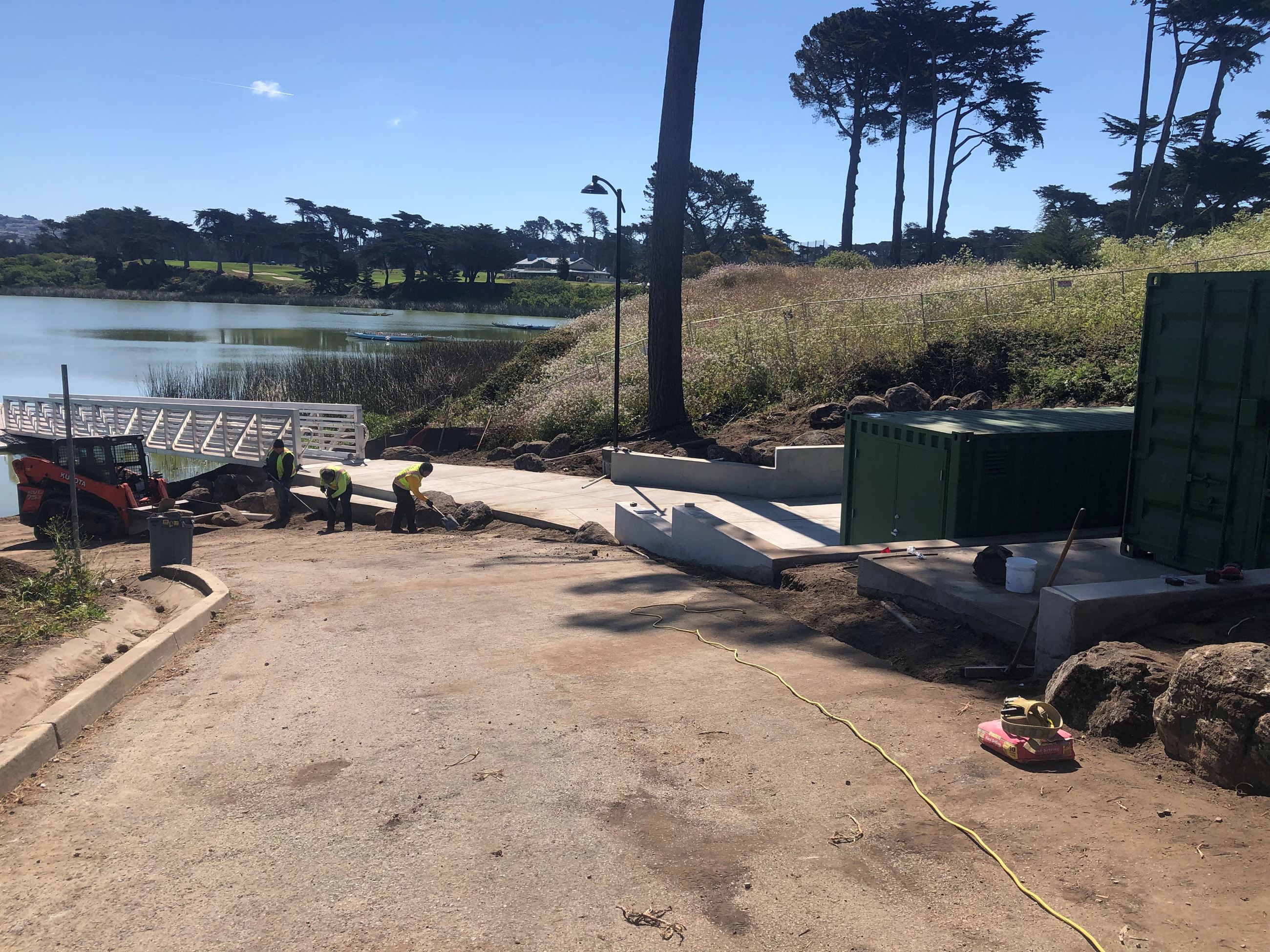 Top of new cement pathway to bock dock gangway and dock.