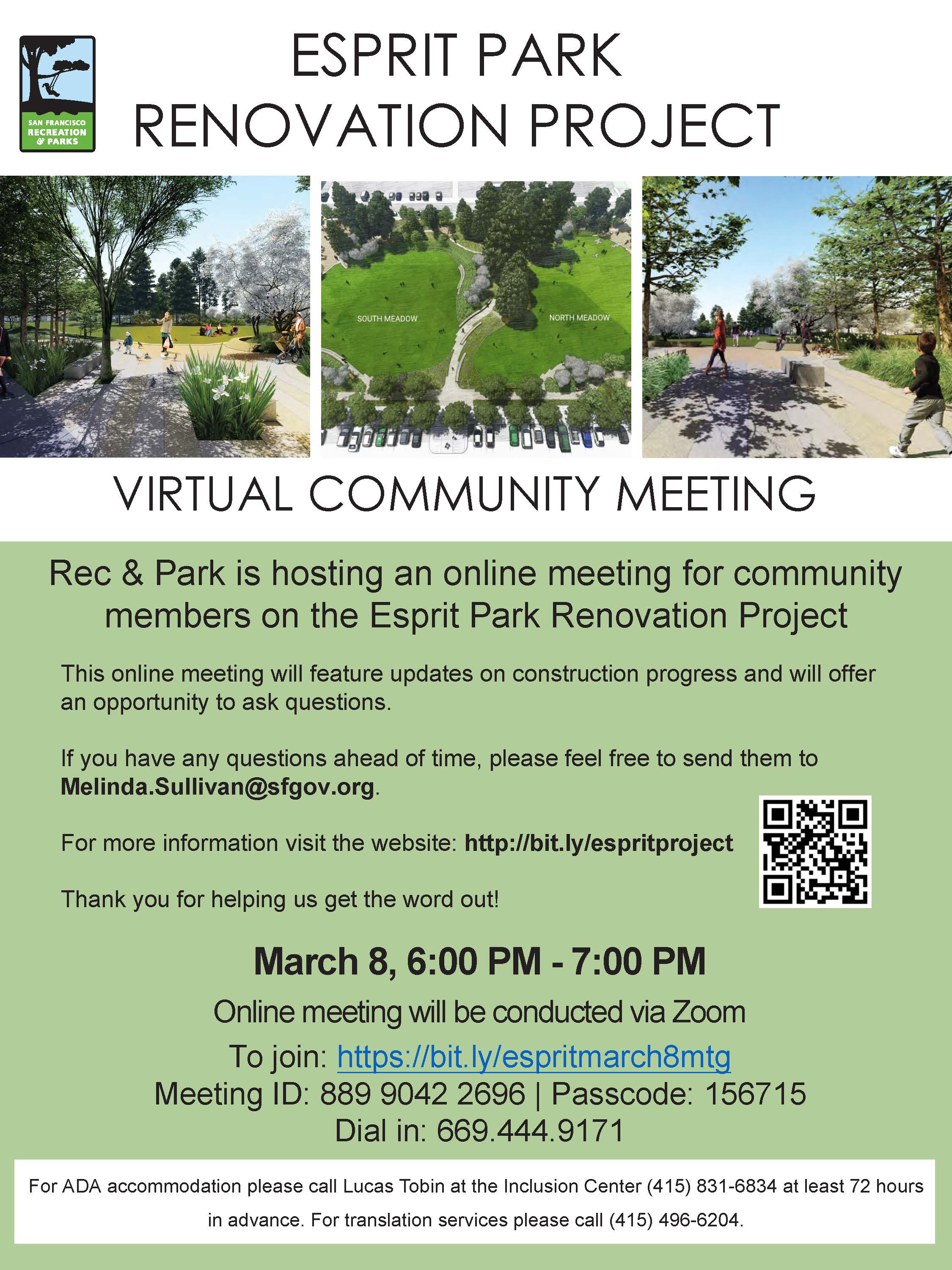 Poster for Esprit Community Meeting on March 8