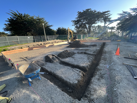 Trenches for underground plumbing at new clubhouse