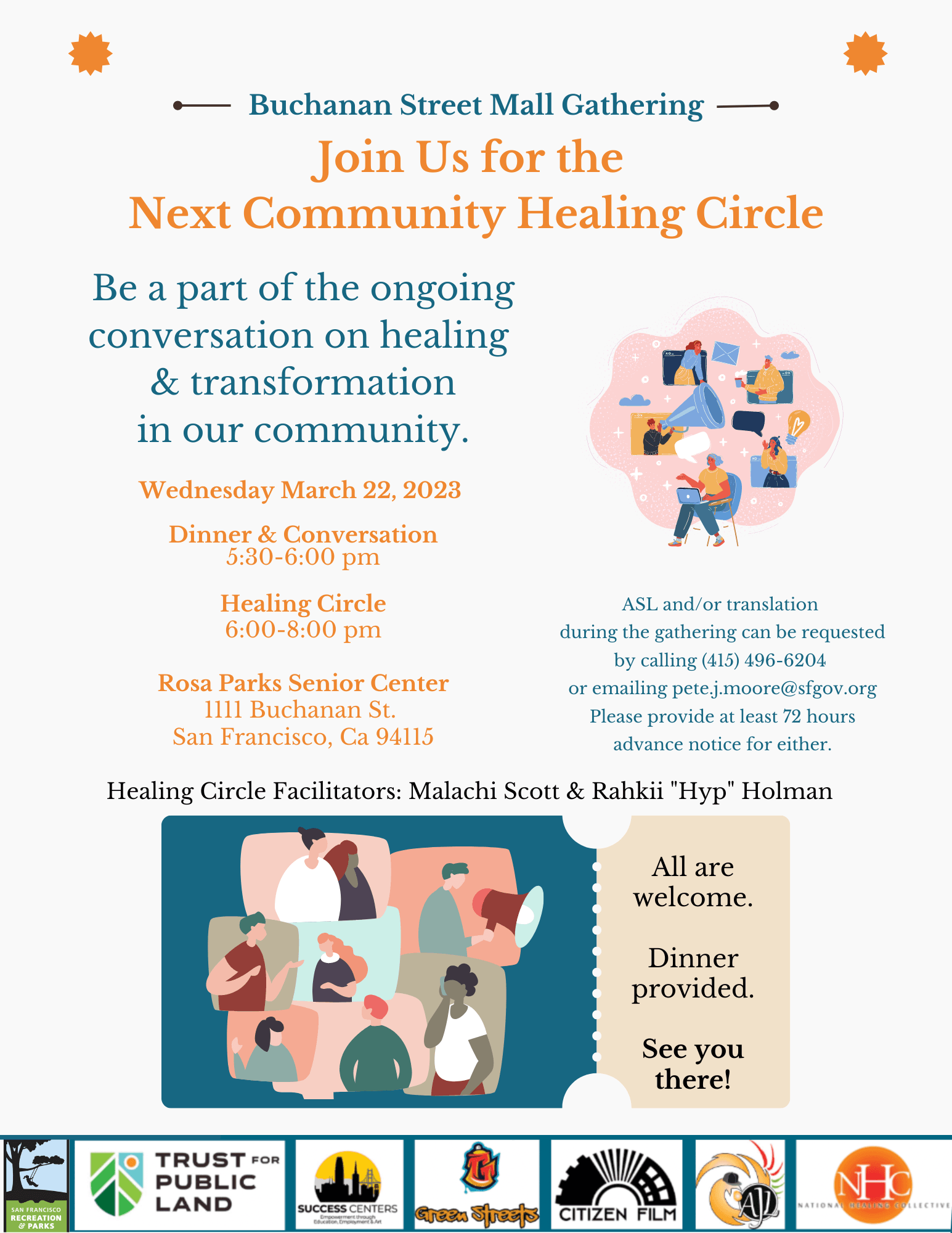 Flyer for Buchanan Healing Circle on March 22 2023