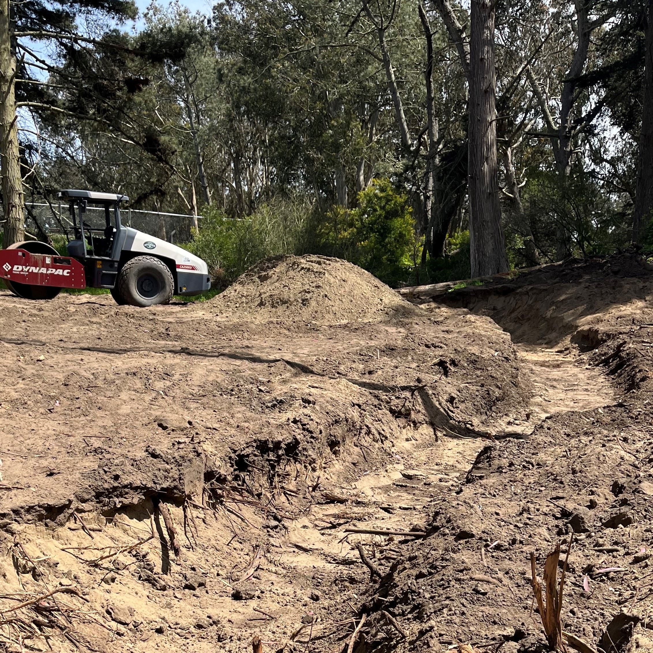 Cascade feature between the lakes in construction