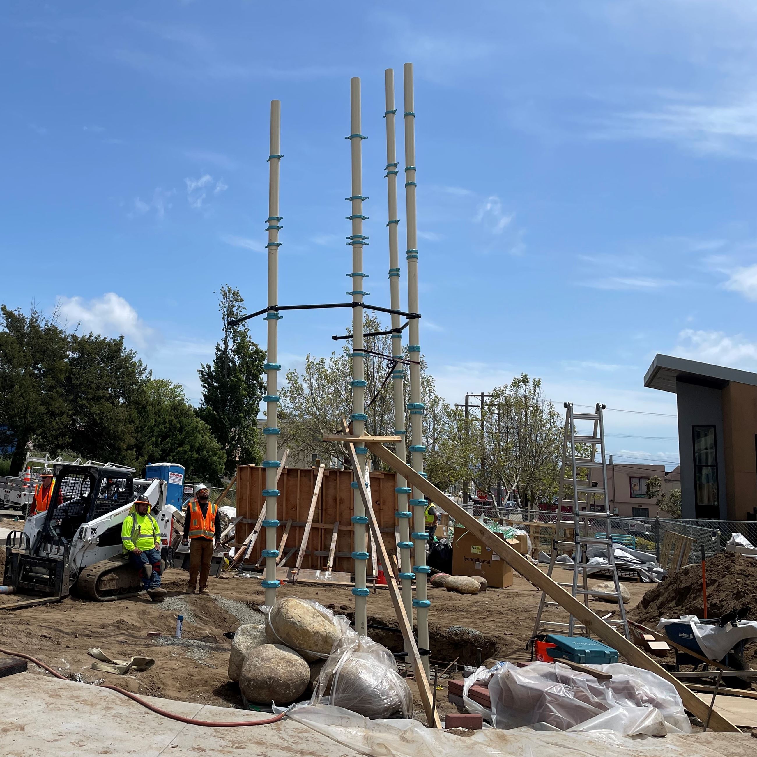 Herz construction May 2023 - tall play feature being installed