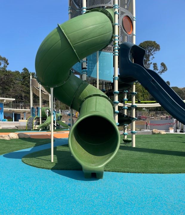 Herz Playground opening (2) - bottom of new twisty slide