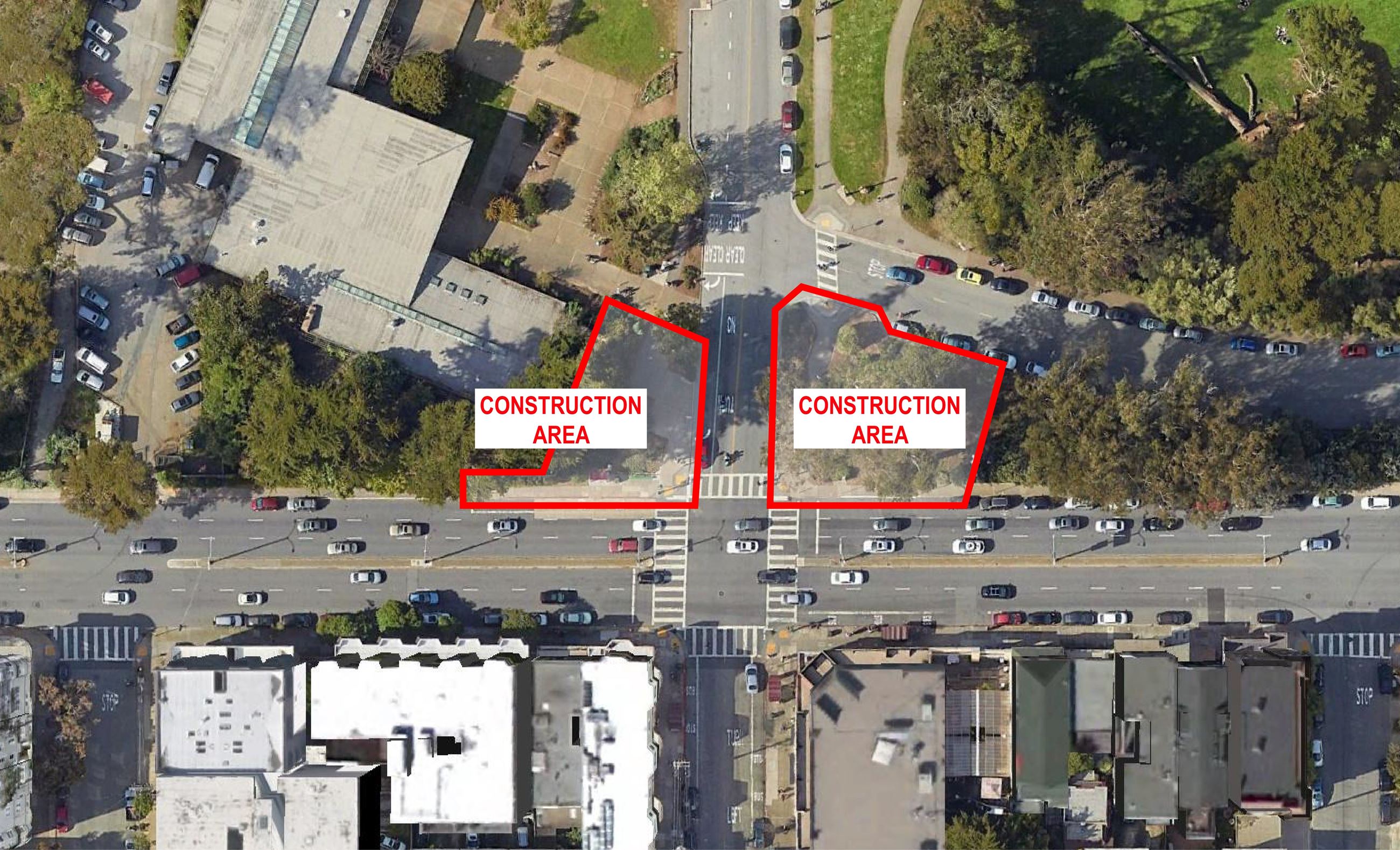 9th and Lincoln construction November 2023 - map of construction areas
