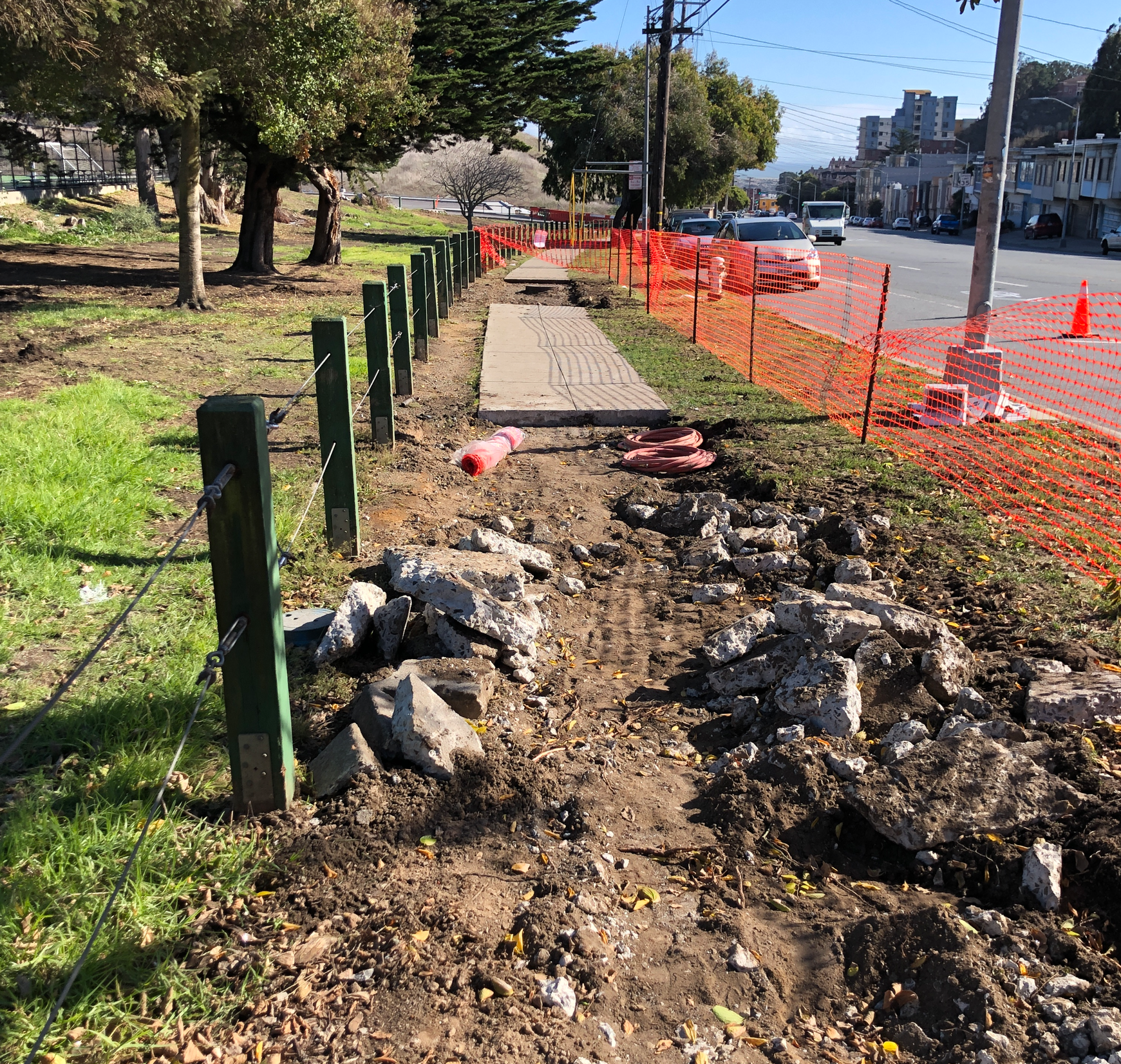 Crocker Amazon construction December 2023 sidewalk replacement