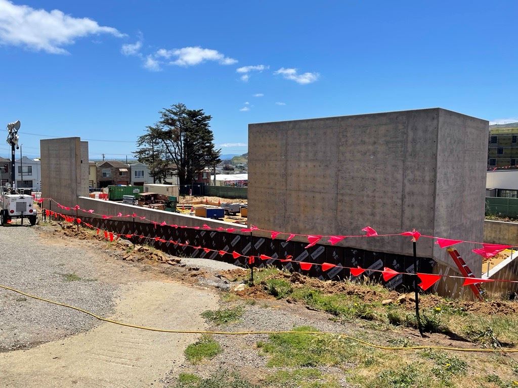 Construction site and new concrete walls