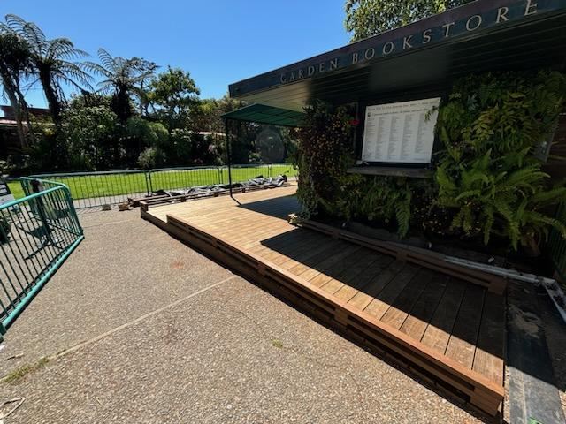 New entrance and ramp to bookstore