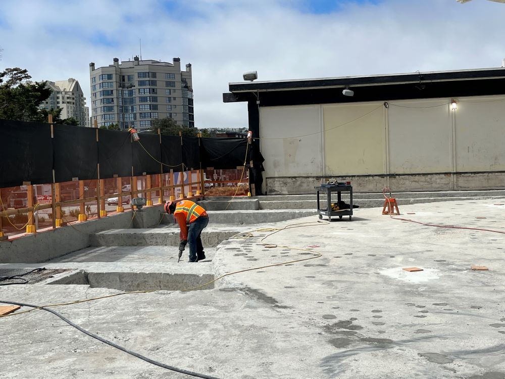 West Mall - concrete work on Geary side