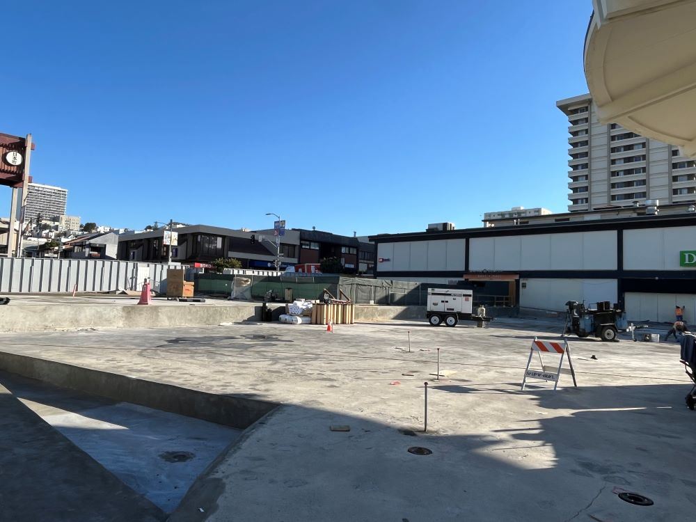 bare concrete platform and construction equipment