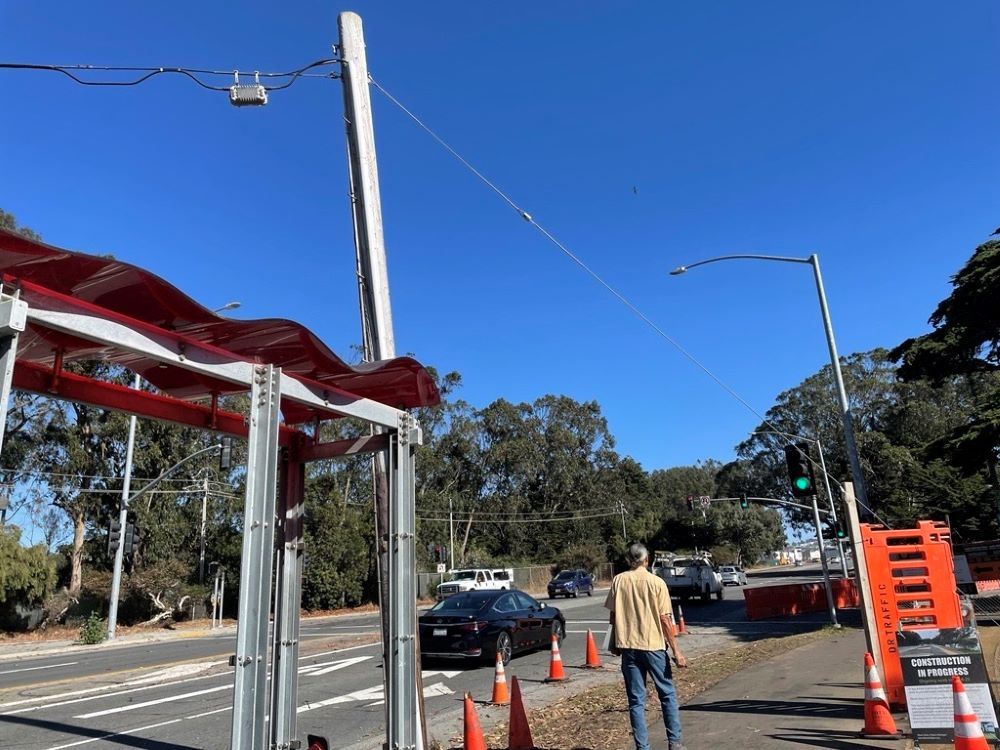 Pathway near bus stop on Skyline Blvd