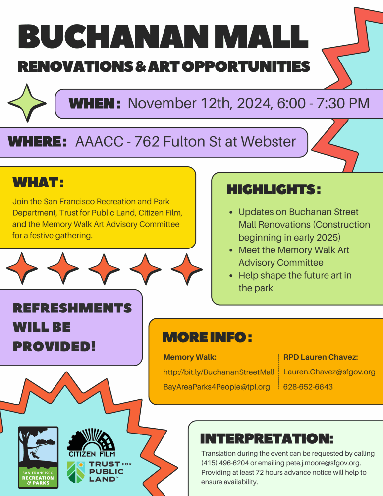 Buchanan Mall Gathering and Project Updates announcement November 2024