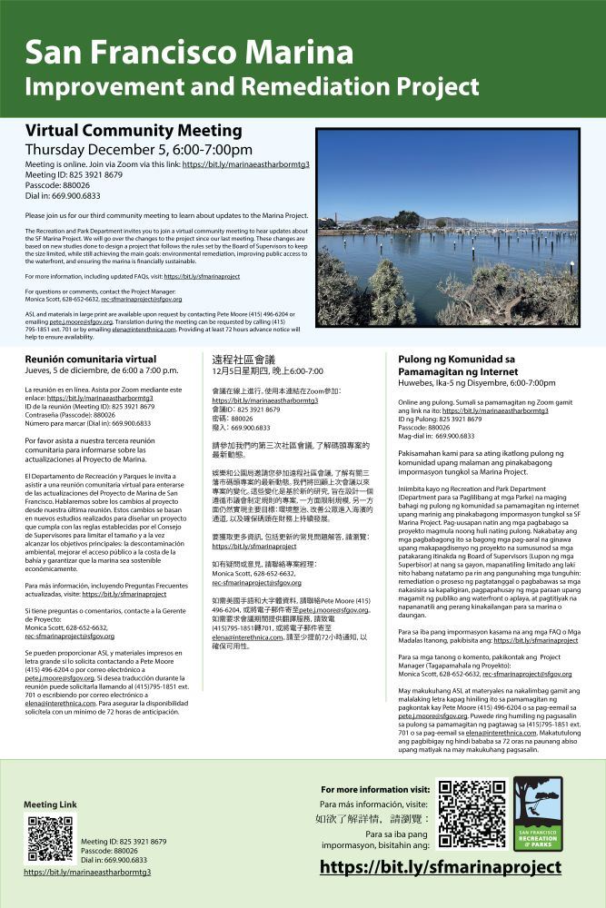 Announcement of Marina community meeting on December 5 2024