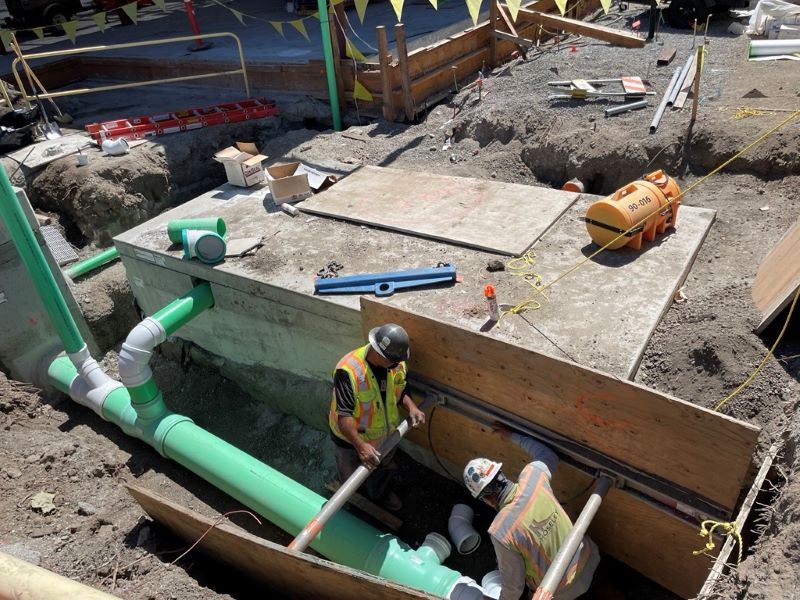 Gene Friend construction July 2025 - Stormwater Detention Vault Installation