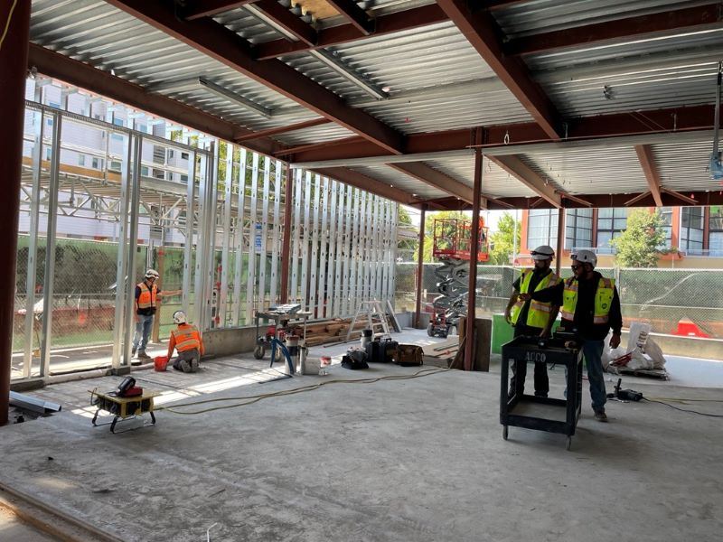 Gene Friend Rec Center August 2025 - First Floor Exterior Framing at Folsom Exit_8.26.25