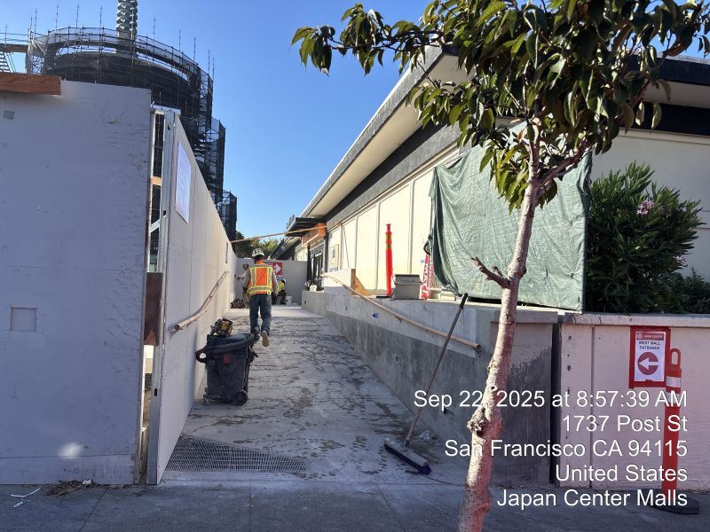 Japantown construction September 2025 - west mall entrance 1