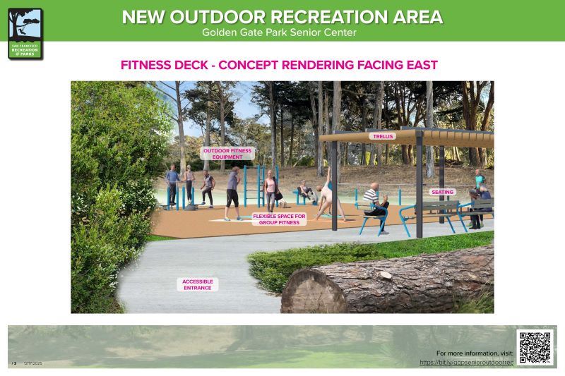 Meeting board featuring concept design of new outdoor area