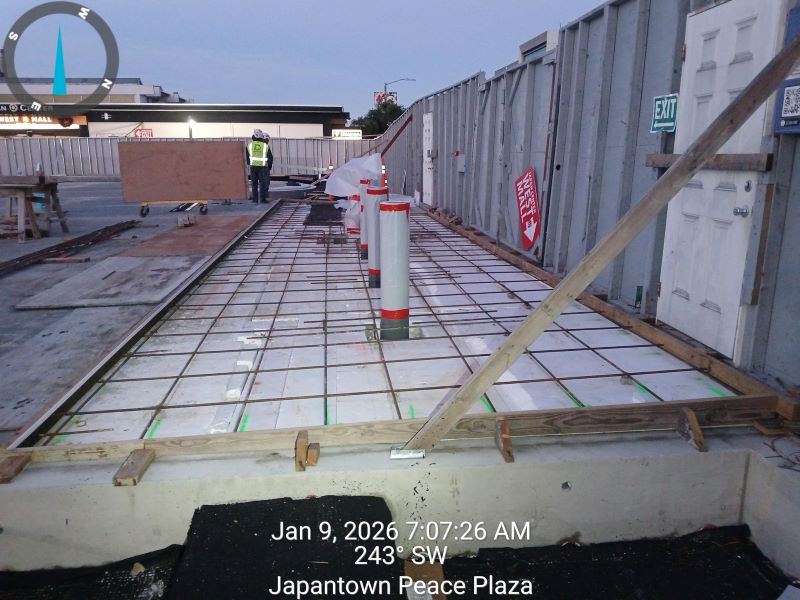 Japantown construction January 2026 - Post St entry 3 pre conc pour