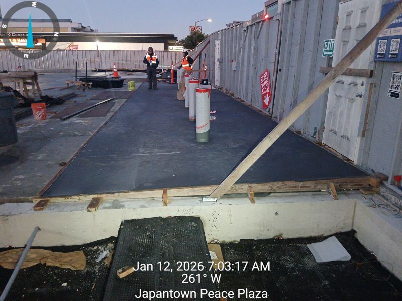 Japantown construction January 2026 - Post St entry 4 post conc pour