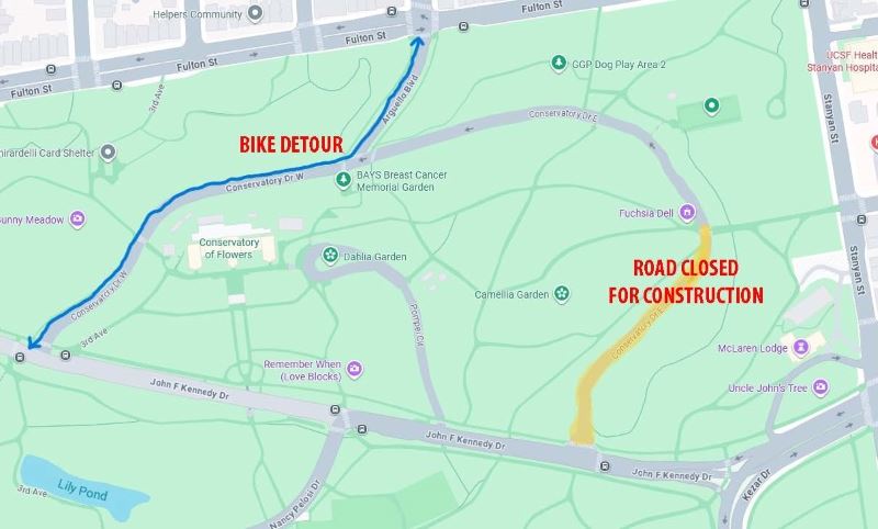 JFK - closure and detour on Conservatory Drive East